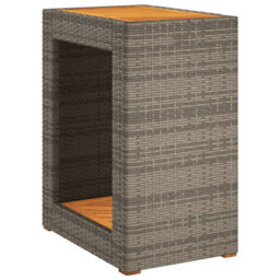 Walplus Garden Side Table With Wooden Top Grey 60X40X75 Cm Poly Rattan - thumbnail 2