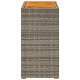 Walplus Garden Side Table With Wooden Top Grey 60X40X75 Cm Poly Rattan - thumbnail 5
