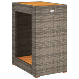 Walplus Garden Side Table With Wooden Top Grey 60X40X75 Cm Poly Rattan - thumbnail 7