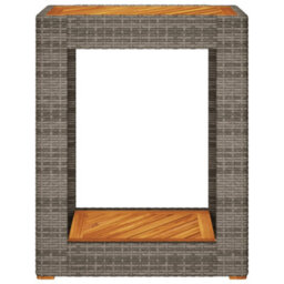 Walplus Garden Side Table With Wooden Top Grey 60X40X75 Cm Poly Rattan - thumbnail 6