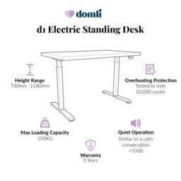 Domli Electric Adjustable Black Standing Desk Frame - Heavy Duty Steel Stand Up Computer Desk - Ergonomic Sit Stand Desk - thumbnail 3
