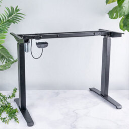 Domli Electric Adjustable Black Standing Desk Frame - Heavy Duty Steel Stand Up Computer Desk - Ergonomic Sit Stand Desk