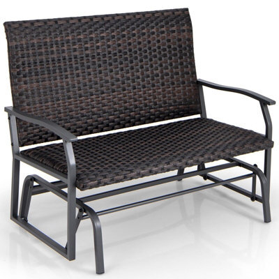 Gainoom Outdoor Glider Bench 2-Person Rattan Rocking Chair Garden Loveseat - image 1