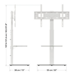 Avf Loft Freestanding Column Tv Stand With Swivel Mount & Glass Shelf For 32-70 Inch Tvs Up To 30Kg - White & Clear Glass - thumbnail 8