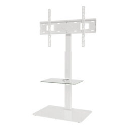 Avf Loft Freestanding Column Tv Stand With Swivel Mount & Glass Shelf For 32-70 Inch Tvs Up To 30Kg - White & Clear Glass