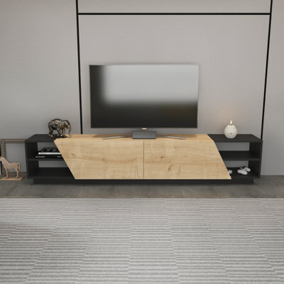 Decorotika Rhodes Tv Stand Tv Unit For Tv's Up To 106 Inch Oak Anthracite - image 1