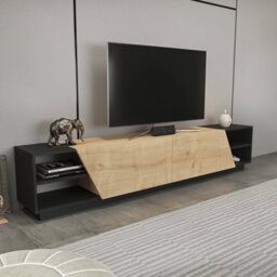Decorotika Rhodes Tv Stand Tv Unit For Tv's Up To 106 Inch Oak Anthracite - thumbnail 3