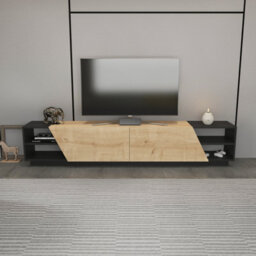 Decorotika Rhodes Tv Stand Tv Unit For Tv's Up To 106 Inch Oak Anthracite - thumbnail 1