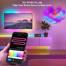 Rgb Hexagon Led Wall Light  Bluetooth Night Lamp For Bedroom And Gaming - thumbnail 2