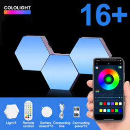 Rgb Hexagon Led Wall Light  Bluetooth Night Lamp For Bedroom And Gaming - thumbnail 6