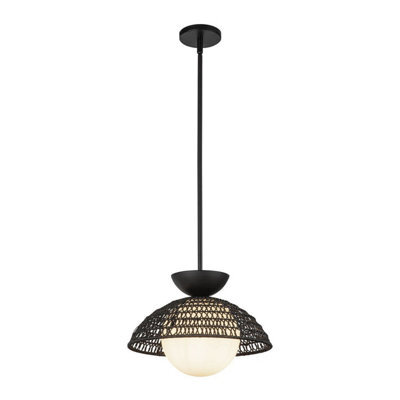 Luminosa Lighting Elstead Alora Mood Perth Dome Pendant Ceiling Light Contemporary Matt Black 1X E27 - image 1