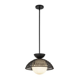 Luminosa Lighting Elstead Alora Mood Perth Dome Pendant Ceiling Light Contemporary Matt Black 1X E27 - thumbnail 1