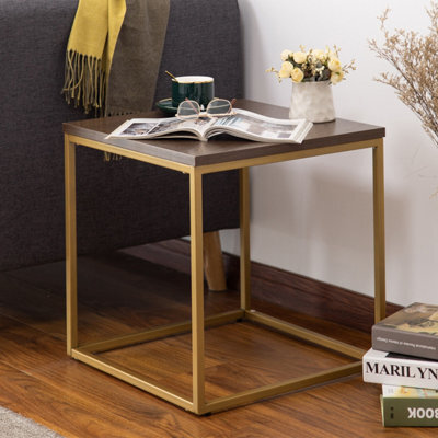 Aspect Furniture Regis Side Table,walnut Veneer/gold - image 1