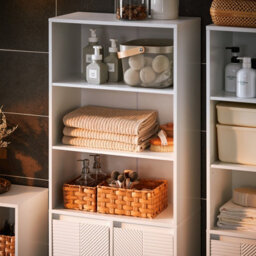 Sobuy Bzr155-W,tall Bathroom Storage Cabinet With Laundry Basket Slim Free Standing With Doors & Open Shelves,white - thumbnail 4