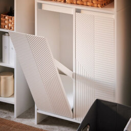Sobuy Bzr155-W,tall Bathroom Storage Cabinet With Laundry Basket Slim Free Standing With Doors & Open Shelves,white - thumbnail 8