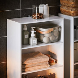 Sobuy Bzr155-W,tall Bathroom Storage Cabinet With Laundry Basket Slim Free Standing With Doors & Open Shelves,white - thumbnail 9