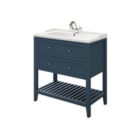GoodHome Perma Satin Blue Freestanding Bathroom Vanity Unit (H) 806mm (W) 800mm - thumbnail 4