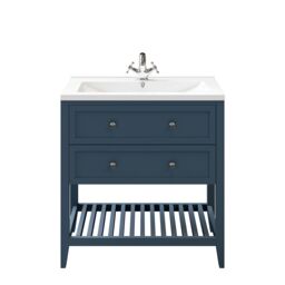 GoodHome Perma Satin Blue Freestanding Bathroom Vanity Unit (H) 806mm (W) 800mm - thumbnail 6