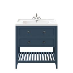 GoodHome Perma Satin Blue Freestanding Bathroom Vanity Unit (H) 806mm (W) 800mm - thumbnail 3