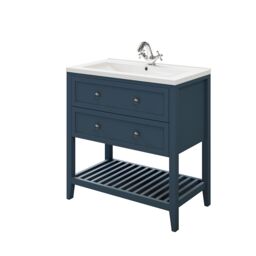 GoodHome Perma Satin Blue Freestanding Bathroom Vanity Unit (H) 806mm (W) 800mm - thumbnail 7