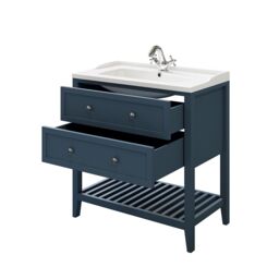 GoodHome Perma Satin Blue Freestanding Bathroom Vanity Unit (H) 806mm (W) 800mm - thumbnail 5