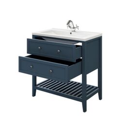 GoodHome Perma Satin Blue Freestanding Bathroom Vanity Unit (H) 806mm (W) 800mm - thumbnail 8