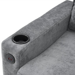 Abrihome L-Shaped Couch Sofa, Corner Sofa 3 Seater Sofa, Sectional Sofa Couches With Usb, Cup Holder, For Apartment Living Room, Grey - thumbnail 2