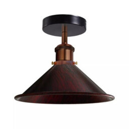 Flush Mount Lighting Metal E27 Ceiling Light Fixtures For Bedroom Livingroom Kitchen 22Cm Cone Shade Rustic Red Lamp