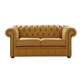 Chesterfield 2 Seater Shelly Parchment Leather Sofa Settee Bespoke In Classic Style - thumbnail 1