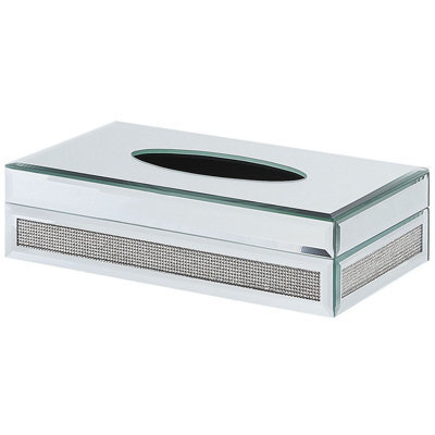 Beliani Tissue Box Charly Glass Silver - image 1
