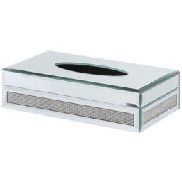 Beliani Tissue Box Charly Glass Silver - thumbnail 1