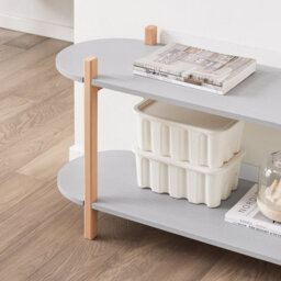 Sobuy Hstr01-Hg, 2 Tiers Bookcase Bookshelf Storae Display Shelf Side Table Coffee Table, Grey And Natural,w101Xd33Xh52 - thumbnail 6