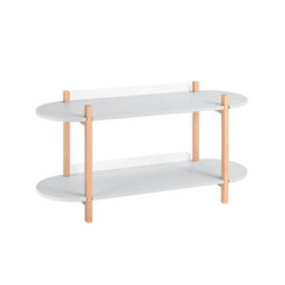 Sobuy Hstr01-Hg, 2 Tiers Bookcase Bookshelf Storae Display Shelf Side Table Coffee Table, Grey And Natural,w101Xd33Xh52 - thumbnail 1
