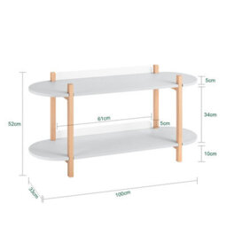 Sobuy Hstr01-Hg, 2 Tiers Bookcase Bookshelf Storae Display Shelf Side Table Coffee Table, Grey And Natural,w101Xd33Xh52 - thumbnail 3