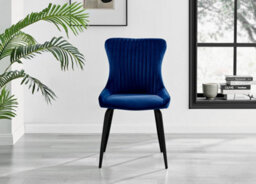 Furniturebox Kylo Brown Rectangular Wood Effect Dining Table & 6 Blue Velvet Nora Black Leg Chairs - thumbnail 7