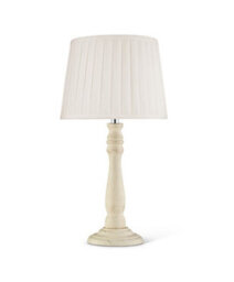 Lighting Supermarket Camden Modern Candlestick Table Lamp With Cotton Pleated Shade - Cream & Gold - thumbnail 1