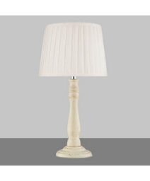 Lighting Supermarket Camden Modern Candlestick Table Lamp With Cotton Pleated Shade - Cream & Gold - thumbnail 5