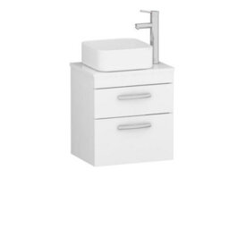 Royal Bathrooms 500mm Wall Hung Vanity Unit 2 Drawer Gloss White & Elena Countertop Basin - thumbnail 4