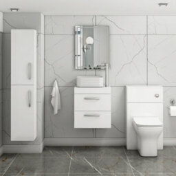 Royal Bathrooms 500mm Wall Hung Vanity Unit 2 Drawer Gloss White & Elena Countertop Basin - thumbnail 2