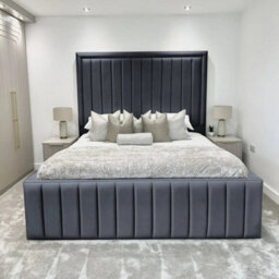 UKBEDFURNITURE Hampton Plush Velvet Upholstered Bed Frame - Blackboard With Mattress - thumbnail 2