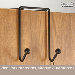 Keypak 2 Hook Over The Door Hanger Matte Black 15Cm  Metal Door Hook For Towels, Coats, Hats - Ideal For Bathroom & Bedroom - thumbnail 5