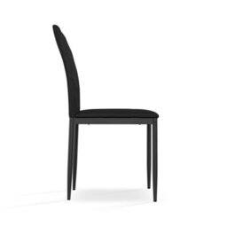 More4Homes Set Of 2 Monza Faux Leather Dining Chair Modern Padded Seat Metal Legs Kitchen (Black) - thumbnail 4