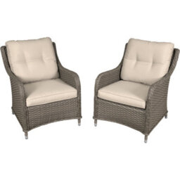 Loops Set Of 2 Weatherproof Rattan Wicker Dining Chairs With Cushions For Outdoor Spaces - thumbnail 1