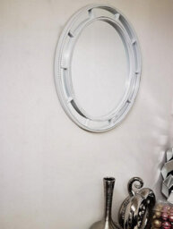 Biznest 48.5X58.5X3Cm Oval - Vintage White Shabby Chic Oval Window Mirror - thumbnail 2
