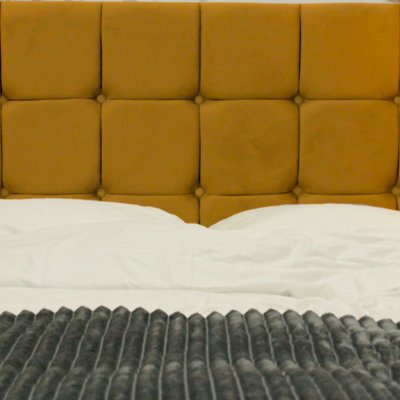 "Urban Textures Luxury 20"" High Velvet Fabric Upholstered Sloane Headboard - Mustard" - image 1