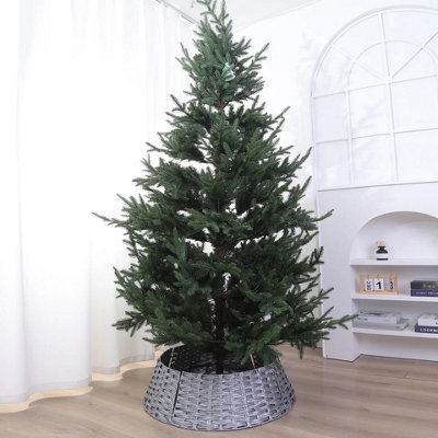 Urbn-Living Urbnliving 76Cm Christmas Tree Skirt Round Decorative Festive Base Cover Set Of 4 - Grey - image 1