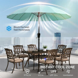2M Shanghai Garden Parasol Umbrella, Outdoor Sun Shade, Turquoise - thumbnail 4