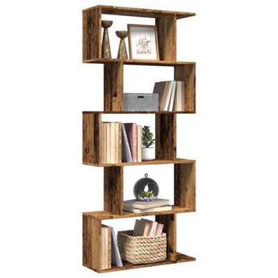 Vidaxl Room Divider Bookcase 5-Tier Old Wood 70X24X161 Cm Engineered Wood - image 1