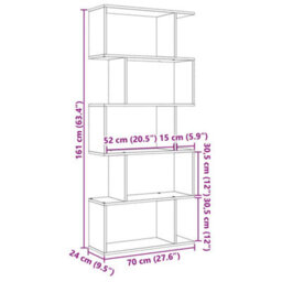 Vidaxl Room Divider Bookcase 5-Tier Old Wood 70X24X161 Cm Engineered Wood - thumbnail 3