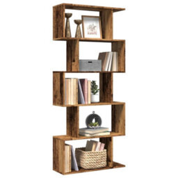 Vidaxl Room Divider Bookcase 5-Tier Old Wood 70X24X161 Cm Engineered Wood - thumbnail 1